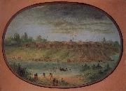 George Catlin Minnetarree Village Seen Miles above the Mandans on the Bank of the Knife River oil